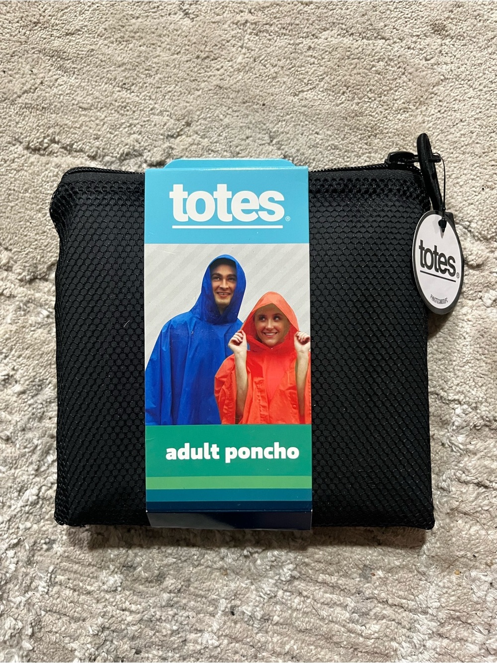 totes Black Packable Poncho with Carry Pouch